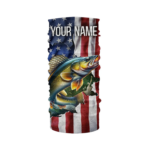 Walleye fishing American Flag Patriotic Fourth of July personalized Walleye fishing tournament shirts NQS5121