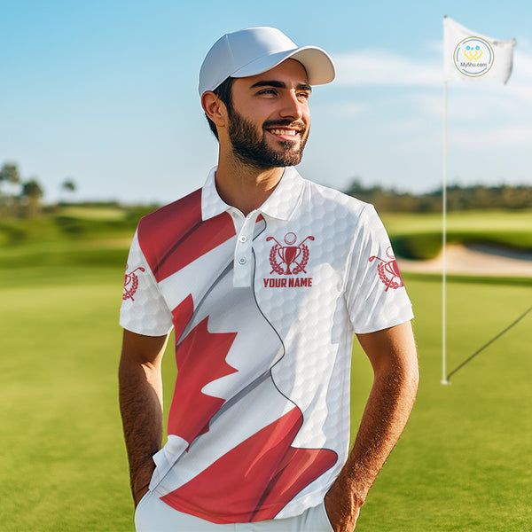 Canadian Flag Golf Polo Shirts For Men Custom team golf jerseys, patriotic golf shirts NQS9929