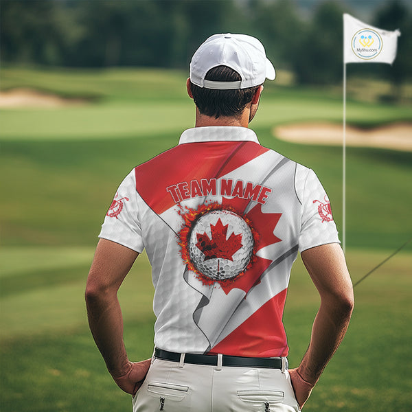 Canadian Flag Golf Polo Shirts For Men Custom team golf jerseys, patriotic golf shirts NQS9929