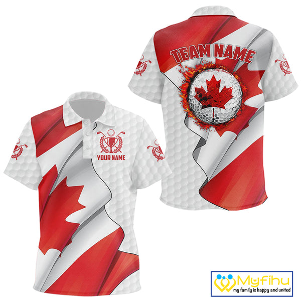 Canadian Flag Golf Polo Shirts For Kid Custom team golf jerseys, patriotic golf shirts NQS9929