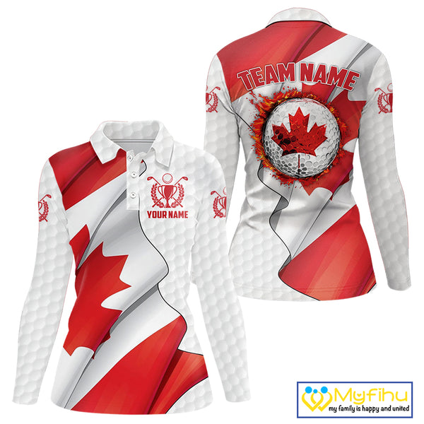 Canadian Flag Golf Polo Shirts For Women Custom team golf jerseys, patriotic golf shirts NQS9929