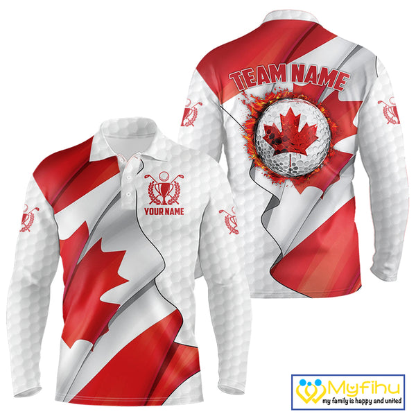 Canadian Flag Golf Polo Shirts For Men Custom team golf jerseys, patriotic golf shirts NQS9929