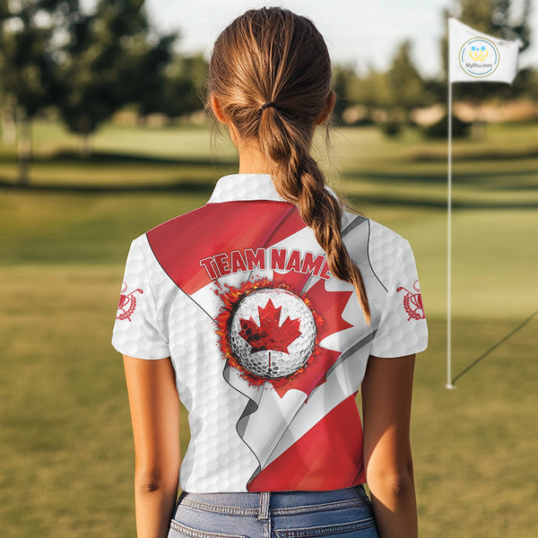 Canadian Flag Golf Polo Shirts For Women Custom team golf jerseys, patriotic golf shirts NQS9929