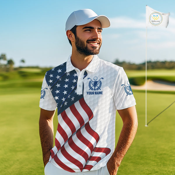American Flag Golf Polo Shirts For Men Custom team golf jerseys, patriotic golf shirts NQS9930