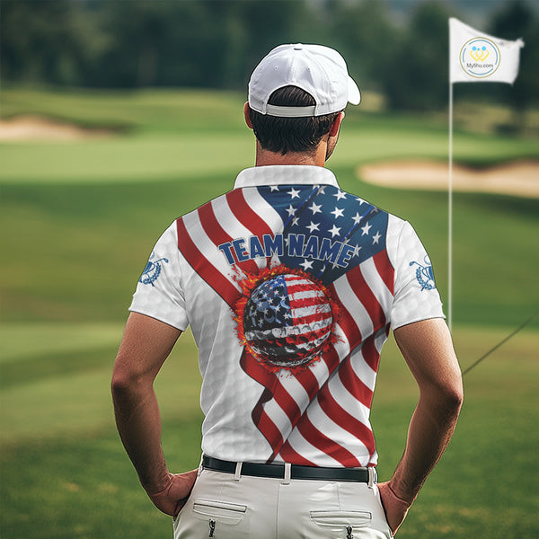 American Flag Golf Polo Shirts For Men Custom team golf jerseys, patriotic golf shirts NQS9930