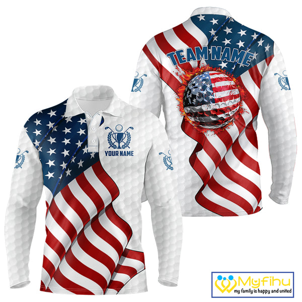 American Flag Golf Polo Shirts For Men Custom team golf jerseys, patriotic golf shirts NQS9930