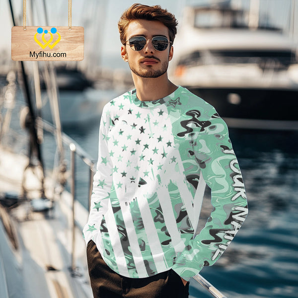 American flag Light green camo fishing personalized patriotic UV Protection camouflage Fishing jersey NQS10366