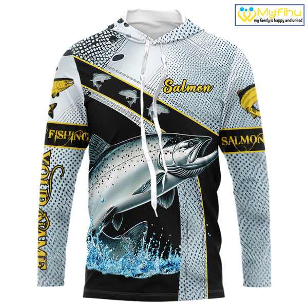 Chinook Salmon fishing scales UV protection Custom long sleeve fishing shirts, Salmon fishing jerseys NQS10216