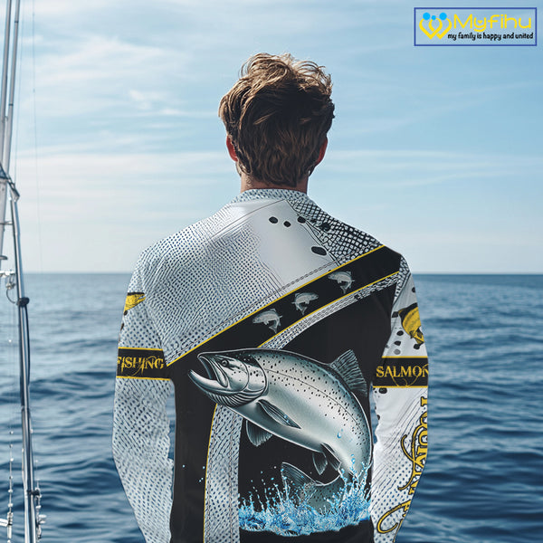Chinook Salmon fishing scales UV protection Custom long sleeve fishing shirts, Salmon fishing jerseys NQS10216