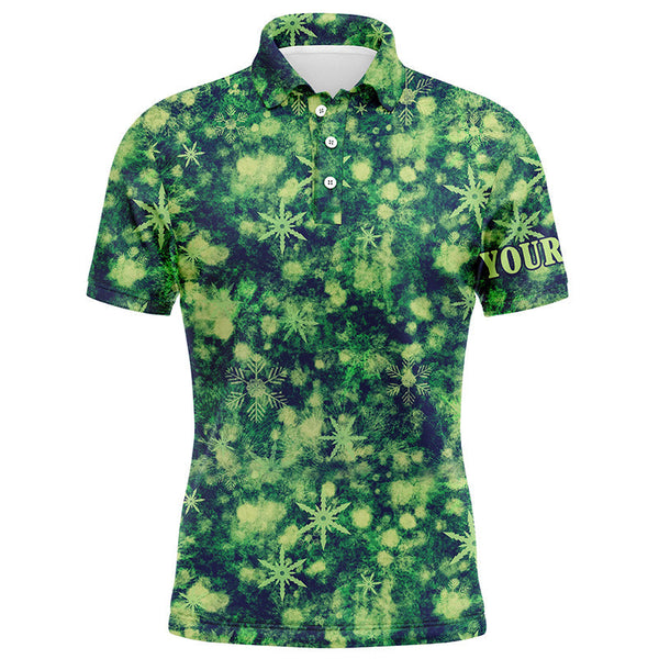 Green Christmas pattern Mens golf polo shirt custom best mens golf wear, golfing gifts NQS6527