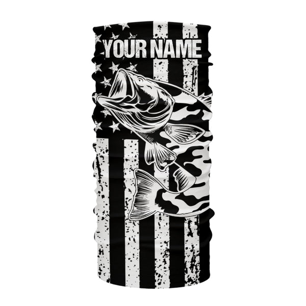 Black and White American Flag Largemouth Bass Fishing Camo Custom patriotic Bass fishing jerseys NQS9119