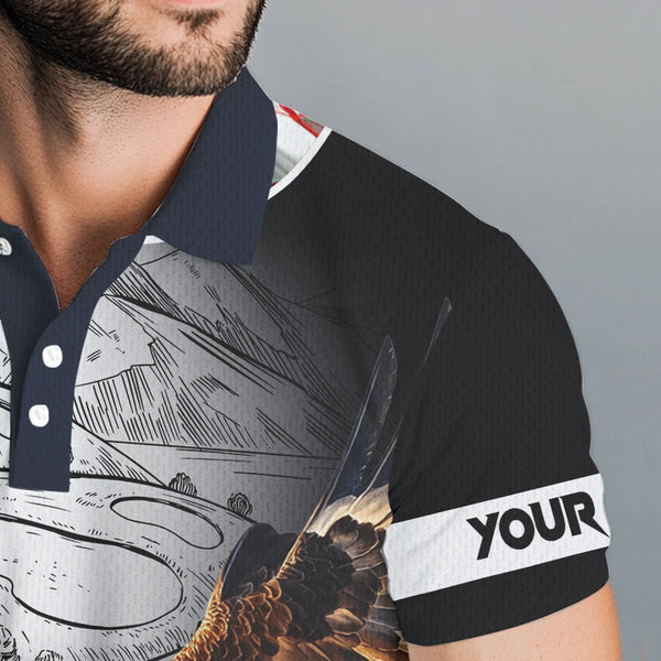 American Flag Eagle flame golf ball Mens golf polo shirts custom patriotic golf shirts for men NQS9317