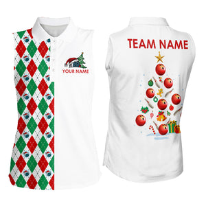 Red, Green and White argyle pattern Christmas tree Bowling Sleeveless Polos Custom Team Bowling jersey NQS8875