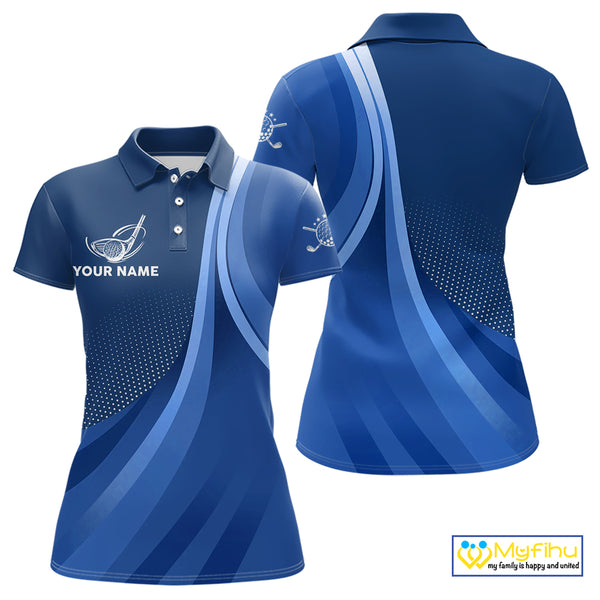 Womens golf polo shirts custom name Blue golf shirt, tournament golf tops for ladies NQS10223
