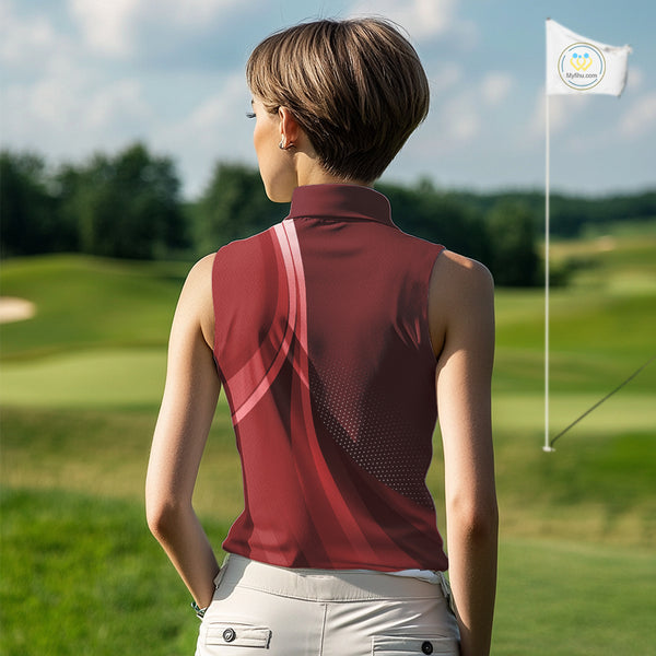 Women sleeveless polo shirt custom name Red golf shirt, sleeveless golf tops for ladies NQS10224