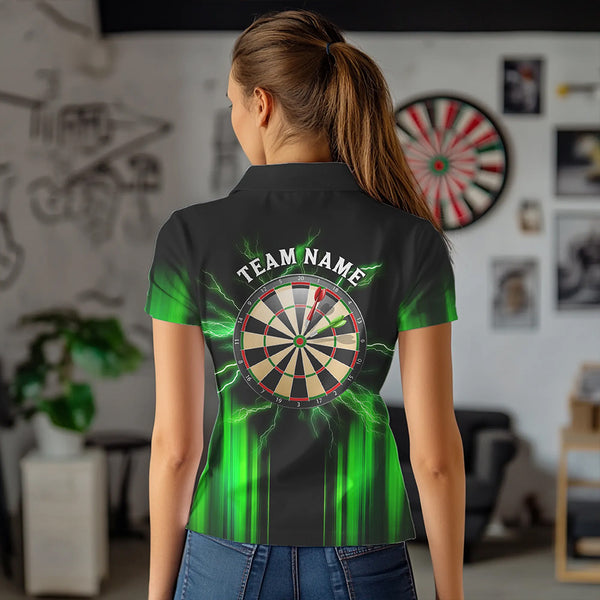 Black and Green Light Dart Polo, Quarter Zip Shirt For Women Custom Dart Jerseys For Team NQS9332