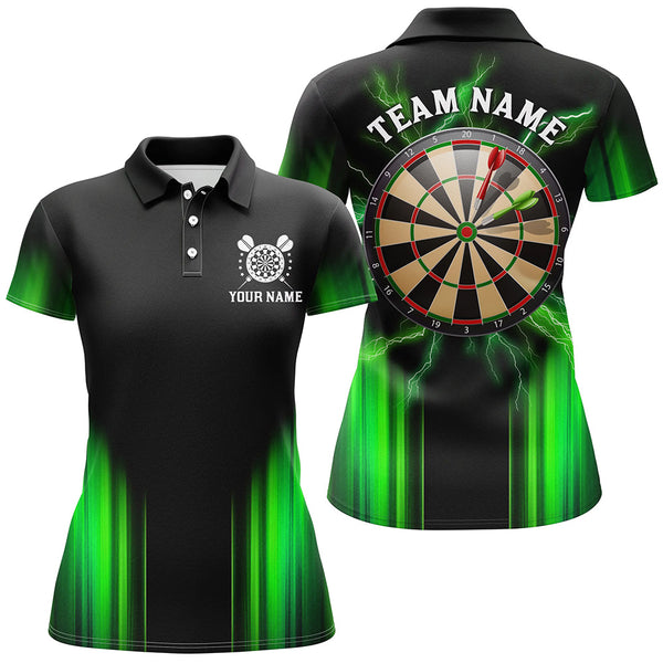 Black and Green Light Dart Polo, Quarter Zip Shirt For Women Custom Dart Jerseys For Team NQS9332