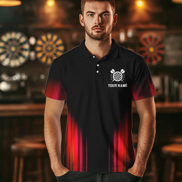 Black and Red Light Darts Polo, Quarter Zip Shirt For Men Custom Darts Jerseys For Team NQS9333