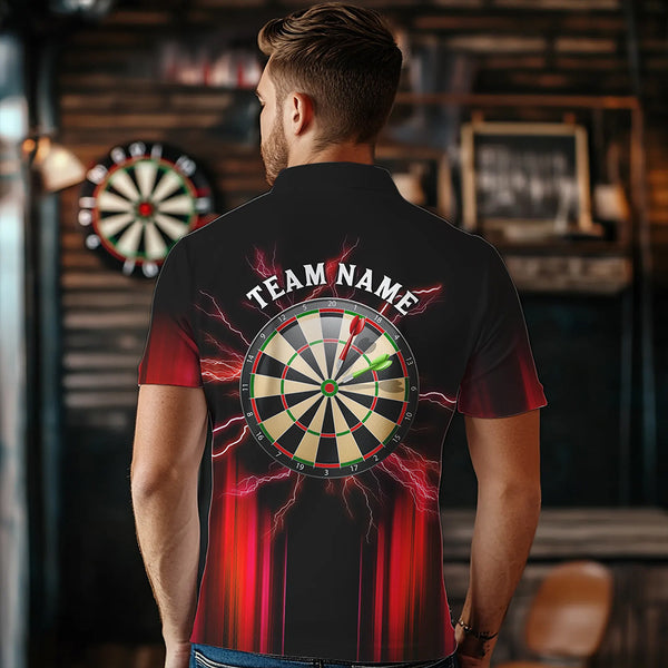 Black and Red Light Darts Polo, Quarter Zip Shirt For Men Custom Darts Jerseys For Team NQS9333