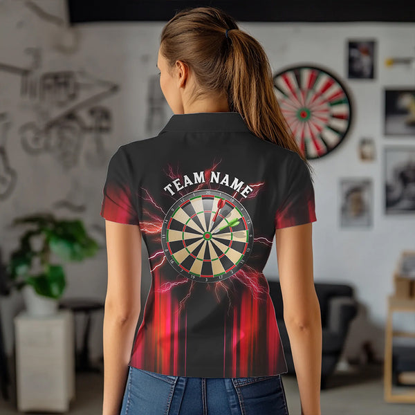 Black and Red Light Darts Polo, Quarter Zip Shirt For Women Custom Darts Jerseys For Team NQS9333