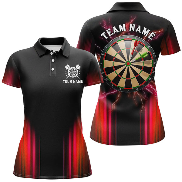 Black and Red Light Darts Polo, Quarter Zip Shirt For Women Custom Darts Jerseys For Team NQS9333