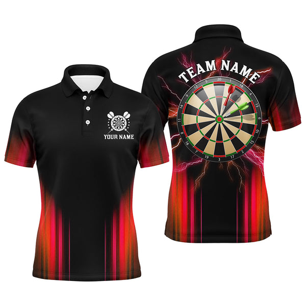 Black and Red Light Darts Polo, Quarter Zip Shirt For Men Custom Darts Jerseys For Team NQS9333