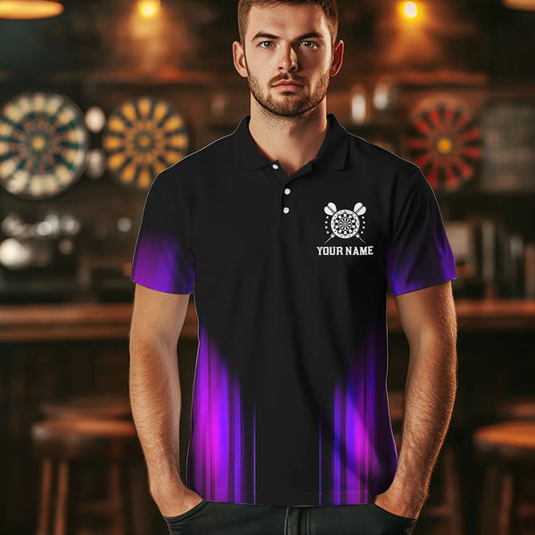 Black and Purple Light Darts Polo, Quarter Zip Shirt For Men Custom Darts Jerseys For Team NQS9334