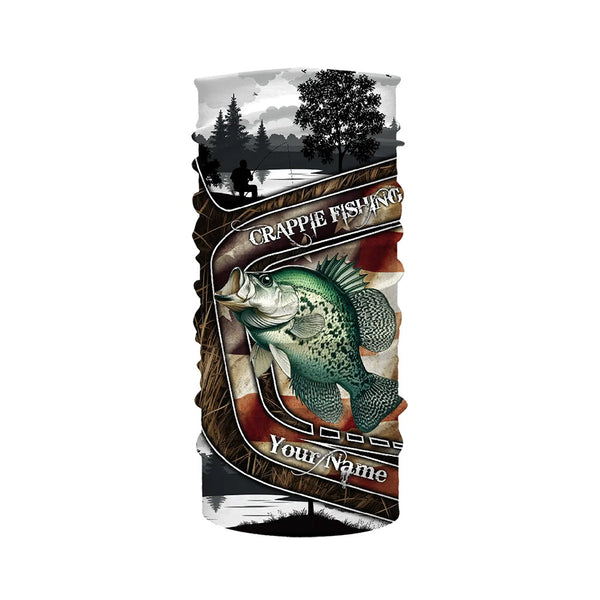 Crappie Fishing camo American flag patriotic Customize name Crappie long sleeve fishing shirts NQS4858