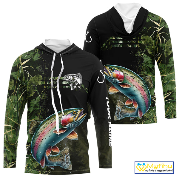 Rainbow Trout fishing camouflage Custom performance long sleeve Fishing Shirts, Trout Fishing jerseys NQS10080
