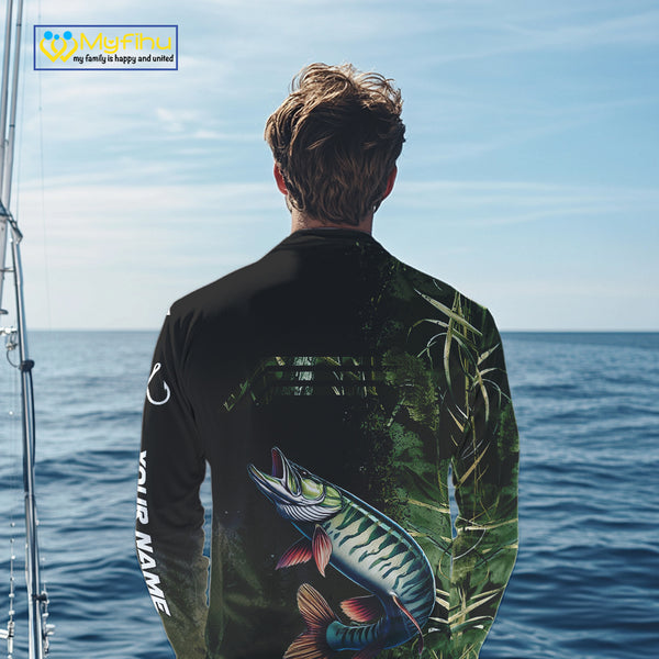 Musky fishing camouflage Custom performance long sleeve Fishing Shirts, Muskellunge Fishing jerseys NQS10081