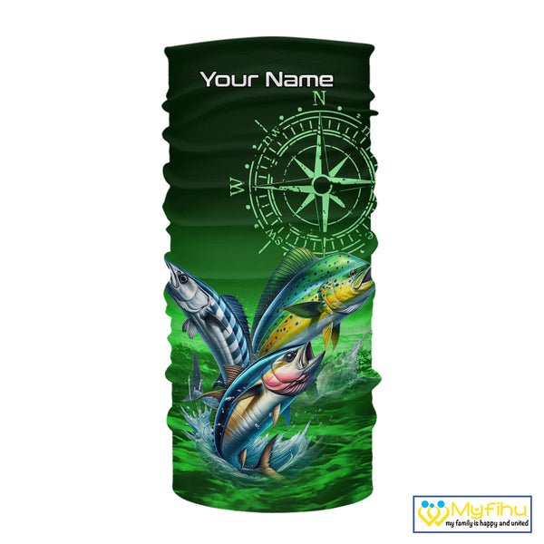 Personalized Mahi Mahi, Wahoo, Tuna Green Performance Fishing Shirt,compass offshore tournament Shirt NQS10234