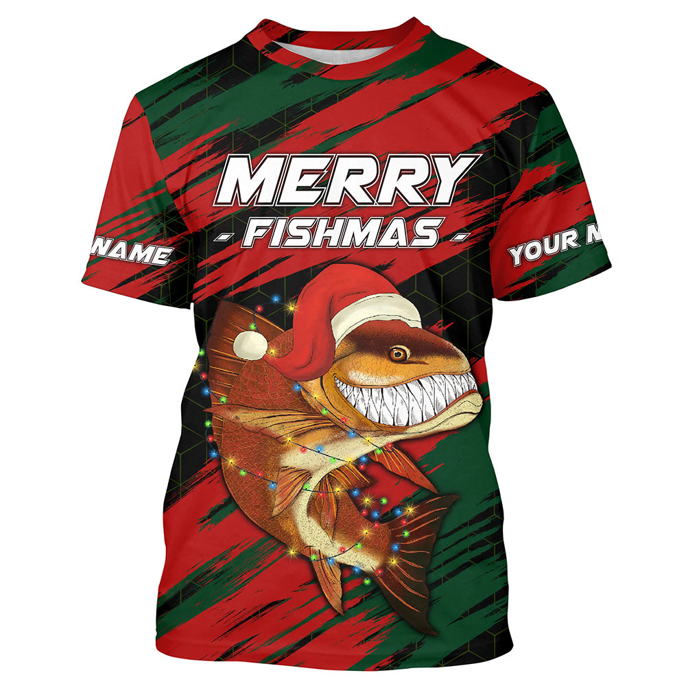 Personalized funny Christmas Redfish Fishing Shirts, Mery fishmas Fish –  Myfihu