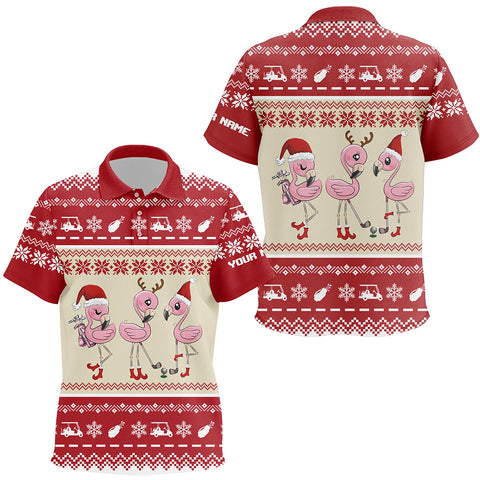 Funny ugly Christmas golf shirts custom red Kid golf polo shirt Flamingo golf friend Christmas gifts NQS6818