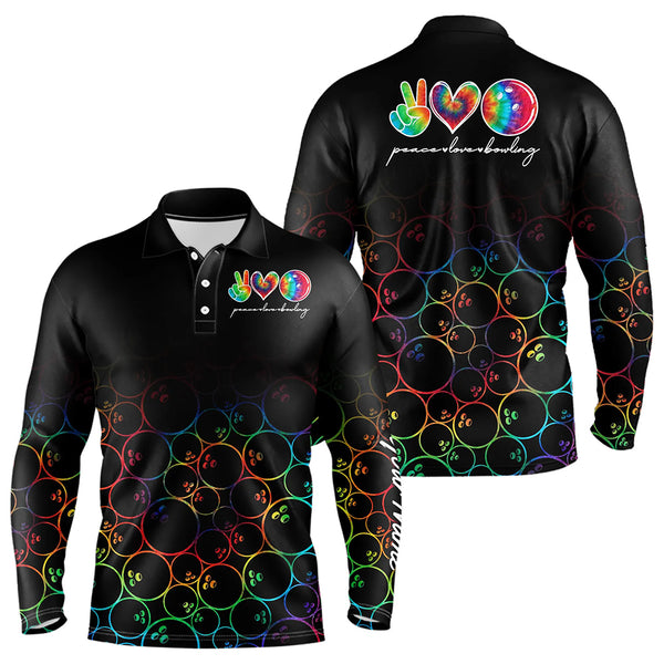 Colorful tie dye Black Bowling Camo Bowling Shirts for Men Custom Peace Love Bowling Team Jerseys NQS9483