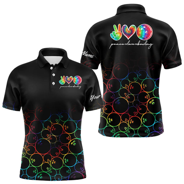 Colorful tie dye Black Bowling Camo Bowling Shirts for Men Custom Peace Love Bowling Team Jerseys NQS9483