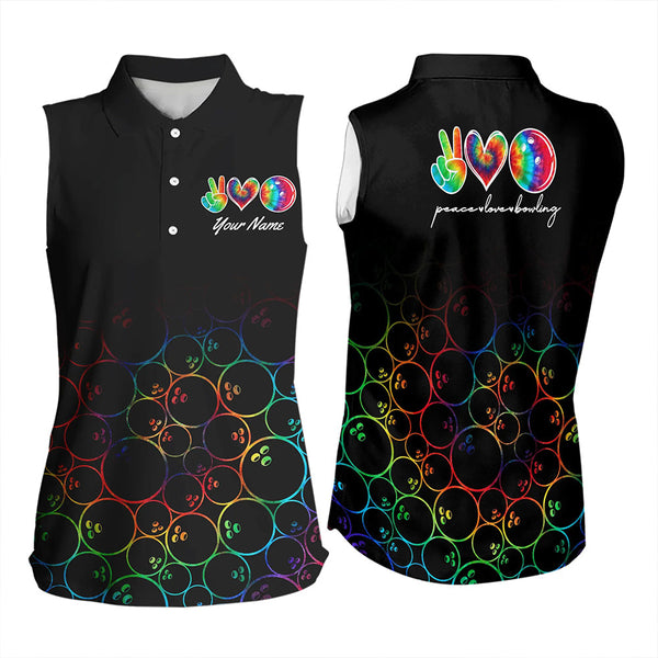 Colorful tie dye Black Bowling Camo Bowling Sleeveless Polos Custom Peace Love Bowling Team Jersey NQS9483