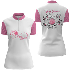 Womens bowling Quarter Zip shirts custom bowling shirts gift for mom Queen of the lanes bowling mom NQS5184