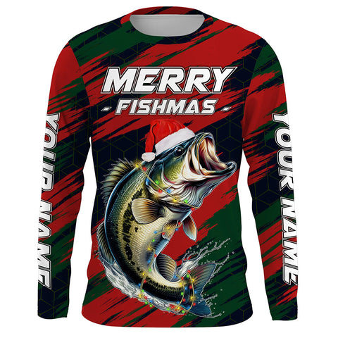 Personalized Christmas Bass Fishing Shirts, Mery fishmas Christmas Fishing gift for men, women, kid NQS4297