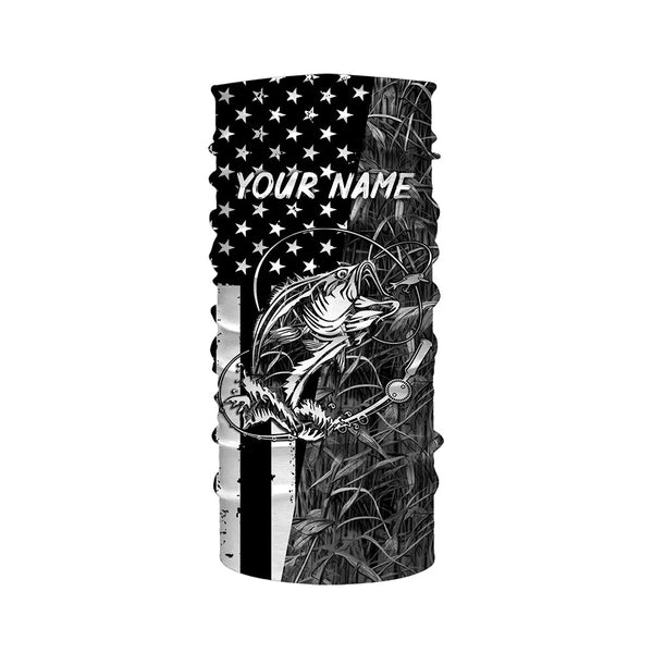 Bass Fishing American Flag patriotic gray Camo custom Performance Long Sleeve fishing shirt for angler NQSD98