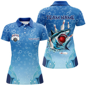 Funny Blue water bubble Shark Bowling Shirt for Women Custom Shark Bowling Team Jersey, bowler gift NQS9145