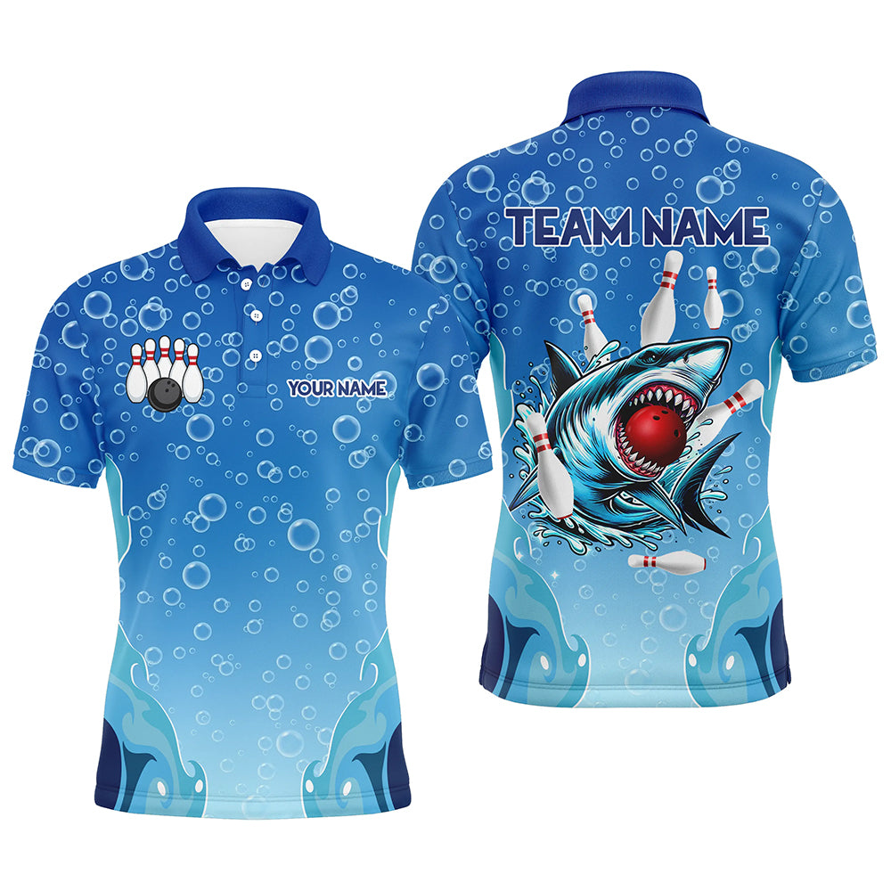 Funny Blue water bubble Shark Bowling Shirt for Men Custom Shark Bowling Team Jerseys, gift for bowler NQS9145