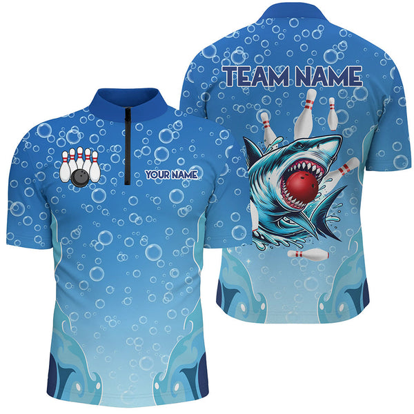 Funny Blue water bubble Shark Bowling Shirt for Men Custom Shark Bowling Team Jerseys, gift for bowler NQS9145