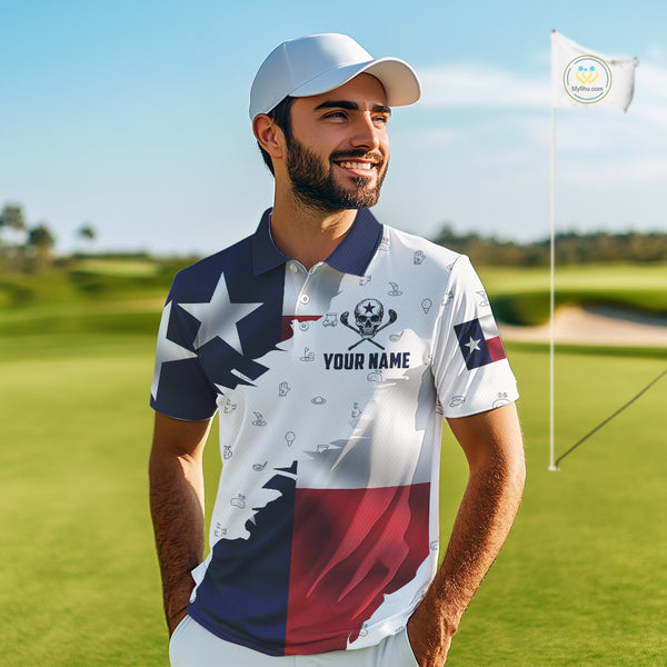 Texas Flag Golf Clubs Skull Golf Camo Men golf polo shirts Custom Patriotic Golf Team Jerseys NQS9936