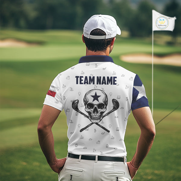 Texas Flag Golf Clubs Skull Golf Camo Men golf polo shirts Custom Patriotic Golf Team Jerseys NQS9936