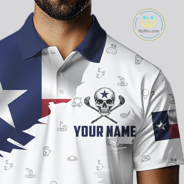 Texas Flag Golf Clubs Skull Golf Camo Men golf polo shirts Custom Patriotic Golf Team Jerseys NQS9936