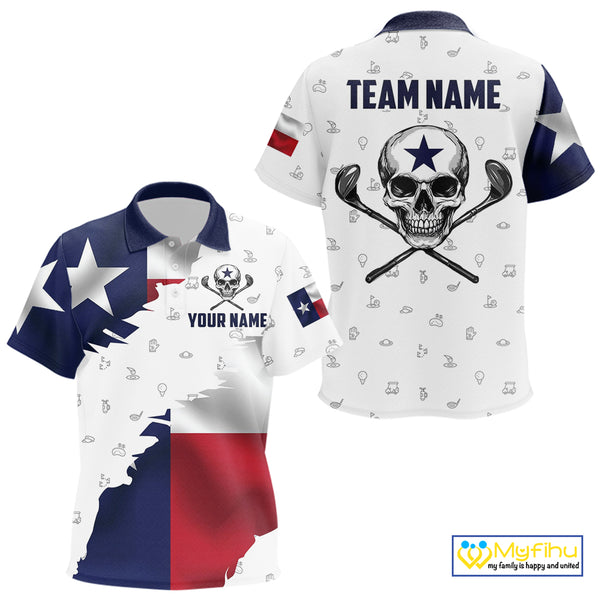 Texas Flag Golf Clubs Skull Golf Camo Kid golf polo shirts Custom Patriotic Golf Team Jersey NQS9936