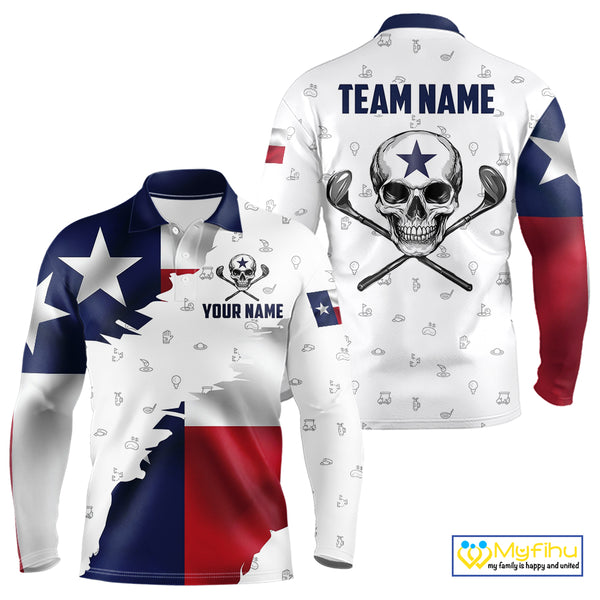 Texas Flag Golf Clubs Skull Golf Camo Men golf polo shirts Custom Patriotic Golf Team Jerseys NQS9936