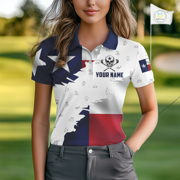 Texas Flag Golf Clubs Skull Golf Camo Women golf polo shirts Custom Patriotic Golf Team Jersey NQS9936