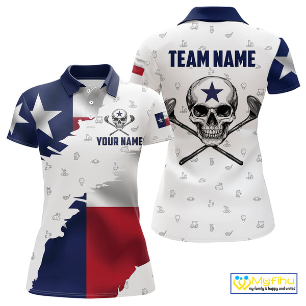 Texas Flag Golf Clubs Skull Golf Camo Women golf polo shirts Custom Patriotic Golf Team Jersey NQS9936