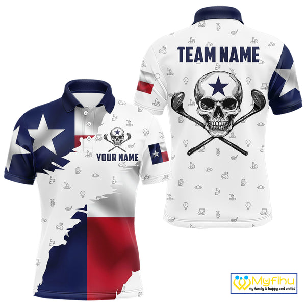 Texas Flag Golf Clubs Skull Golf Camo Men golf polo shirts Custom Patriotic Golf Team Jerseys NQS9936